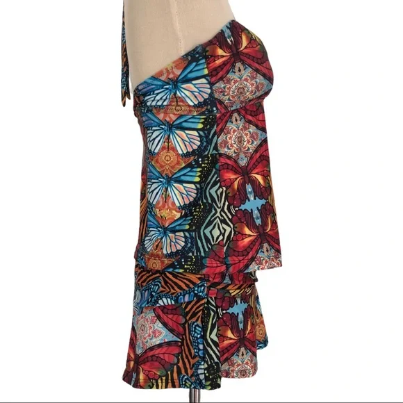 BECCA Rebecca Virtue M Bohemian Boho Butterfly Halter SWIMSUIT Tankini & Skirt - Picture 3 of 12